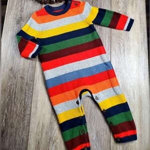 Baby GAP green, orange. yellow, navy long sleeve sweater coverall 6-12 mos.